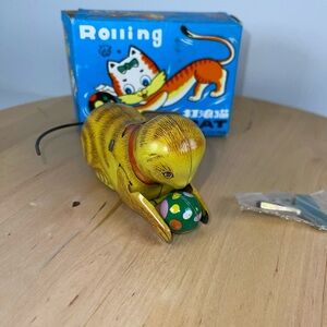 🆕 Blic Rolling Cat with ball Toy wind up Tin litho Vintage NIB 1980s collectible